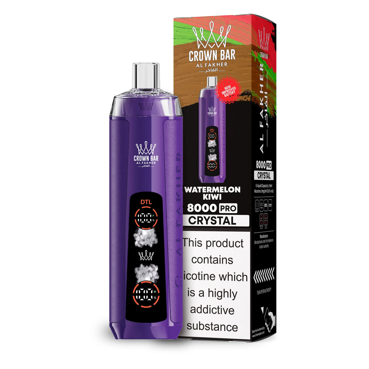 Al Fakher Crown Bar 5% Nicotine 8000k WATERMELON KIWI